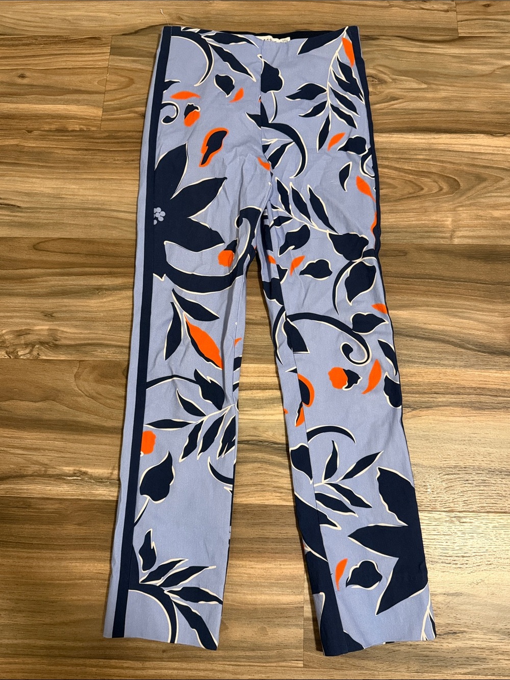 Gretchen Scott Gripeless Pull On Pants Full Bloom Blue Orange Women XS Stretch